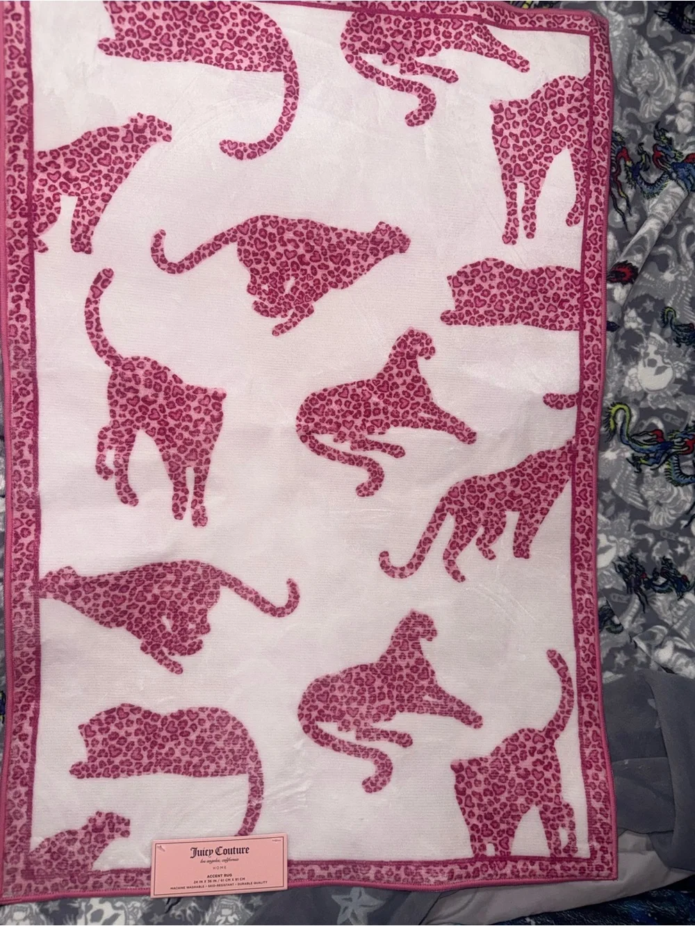 Juicy Couture Pink & White Leopard Accent Mat